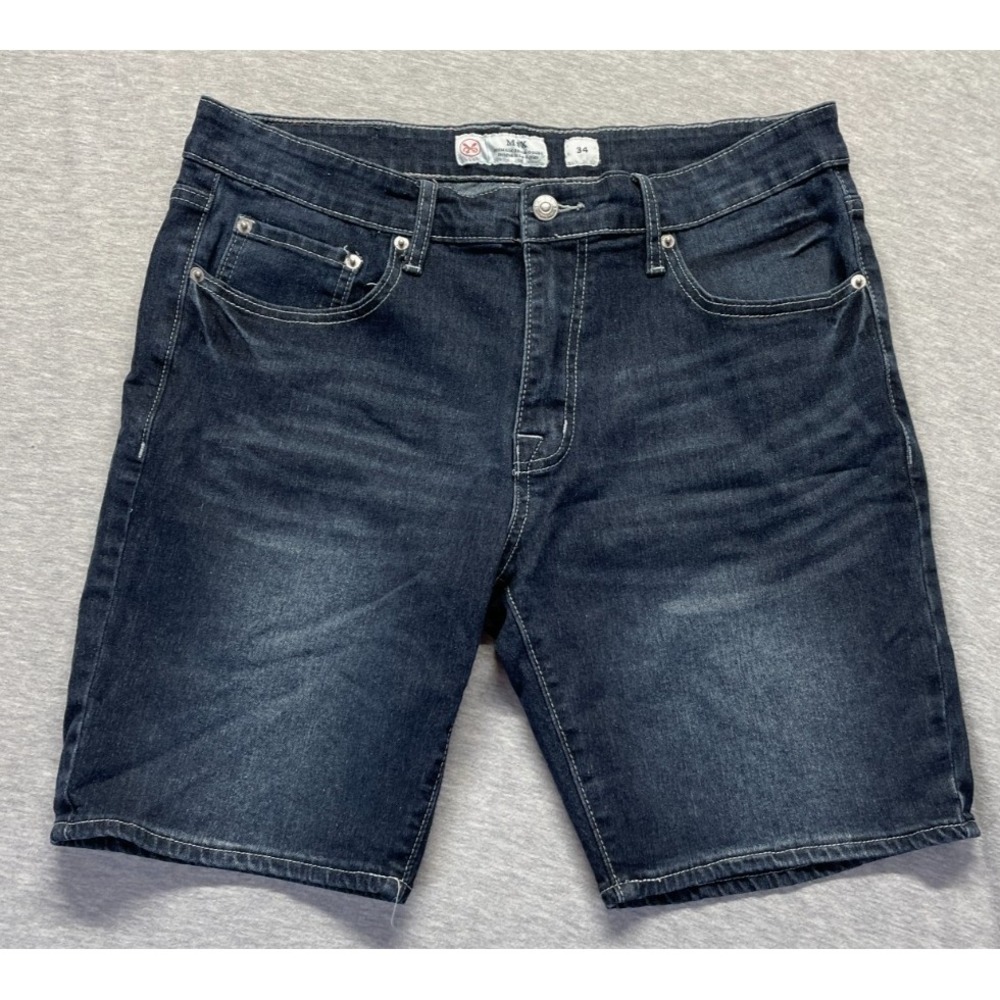 MBX Premium Denim Goods Shorts Mens 34 Blue Dark Wash Denim Cotton Logo Casual